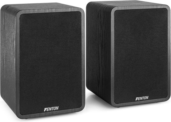 Boekenplank speakers - Fenton SHFB65 - Zwarte hifi speakers 6,5'' - 200W - 2-weg