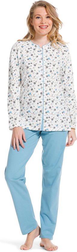 Pastunette dames pyjama Snow Dots - Light Blue - 50 - Creme