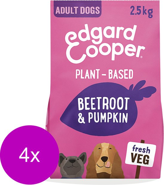 Edgard & Cooper Plantbased Adult Rode Biet&Pompoen - Hondenvoer - 4 x 2.5 kg