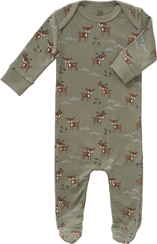 Fresk - pyjama met voetjes - Deer Olive - Size newborn 50-56
