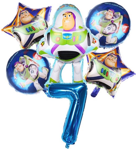 Toy Story Ballonnen Pakket - Buzz Lightyear & Woody Feestpakket - ToyStory Verjaardag Feest - Toy Story Verjaardag 7 jaar - Toy Story Ballon - Ballonnen 6 stuks - Kinderfeestje - Kinderverjaardag - Lightyear - Themafeest - Toy Story Verjaardagsfeest
