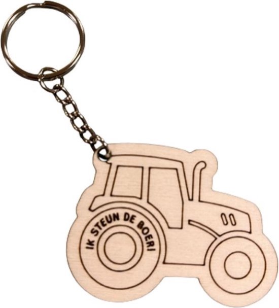 Porte-clés tracteur LBM - Je soutiens l'agriculteur ! - Bois