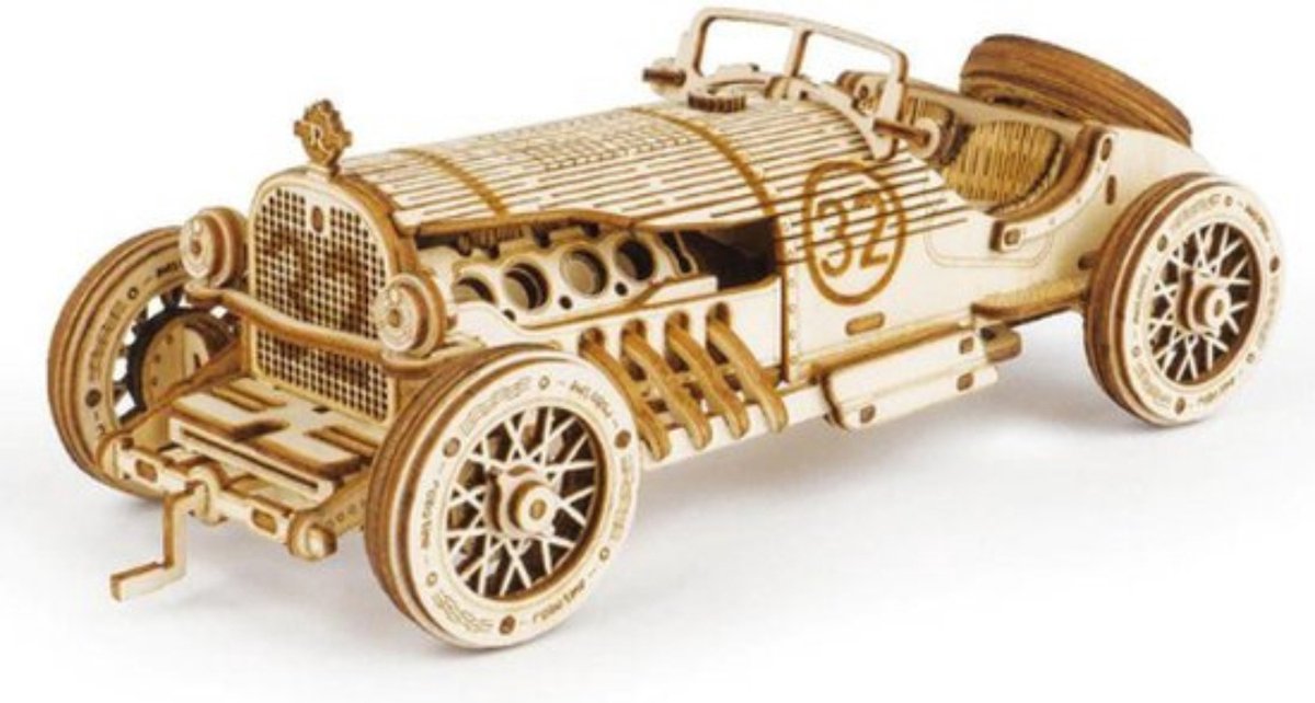 Robotime Grand Prix Wagen Modelbouw Bouwpakket Hout 3D Puzzel Tieners Volwassenen