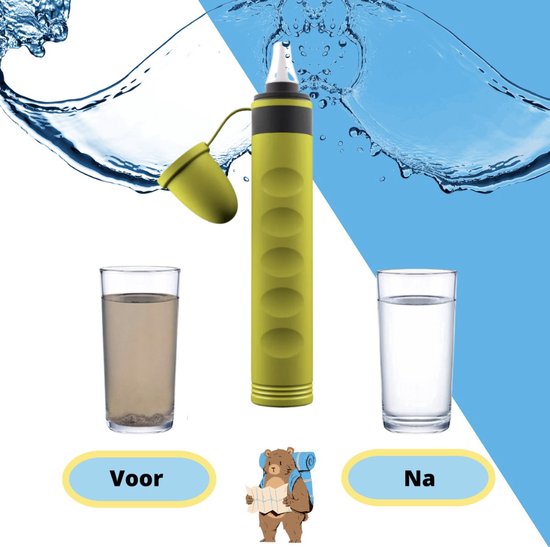 Straw Waterfilter Outdoor Survival - Ultralicht Tot 500L Drinkwater, Incl. Slang - Zwart