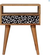 Artisan Furniture, Nachtkastje met mozaiek 3D hars inleg, met ladefront, mangohout, 35 x 45 x 57 cm