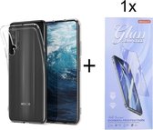 Hoesje Geschikt voor: Huawei Nova 5T Silicone Transparant + 1X Tempered Glass Screenprotector - ZT Accessoires
