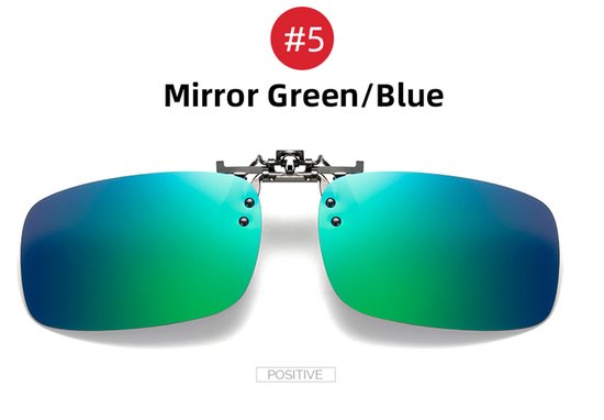 Clip on zonnebril ( blauw/groen) opklapbaar