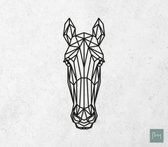Laserfabrique Wanddecoratie - Geometrisch Paard - Large - Zwart - Geometrische dieren en vormen - Houten dieren - Muurdecoratie - Line art - Wall art