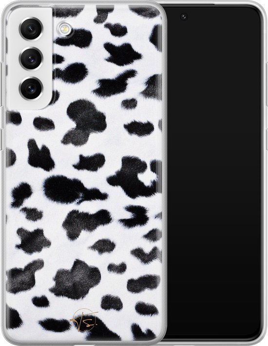 siliconen hoesje pour Samsung Galaxy S21 FE - Imprimé vache - Coque souple pour téléphone - Zwart, Wit - Geen impression