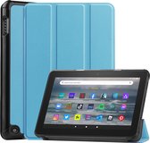 Tablet hoes geschikt voor Amazon Fire 7 (2022) tri-fold hoesje - book case met auto/wake functie - Licht Blauw