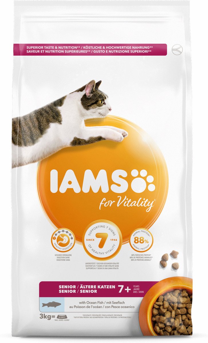 Iams Senior kattenvoer met zeevis 2 x 3 kg