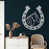 Wanddecoratie |Hoefijzer |Horseshoe | Metal - Wall Art | Muurdecoratie | Woonkamer | Buiten Decor |Zilver| 50x60cm