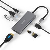GREYTECH USB C Laptop Docking station met 4K HDMI 3x USB 3.0 USB-C Opladen SD/TF Kaart Power Delivery Grijs