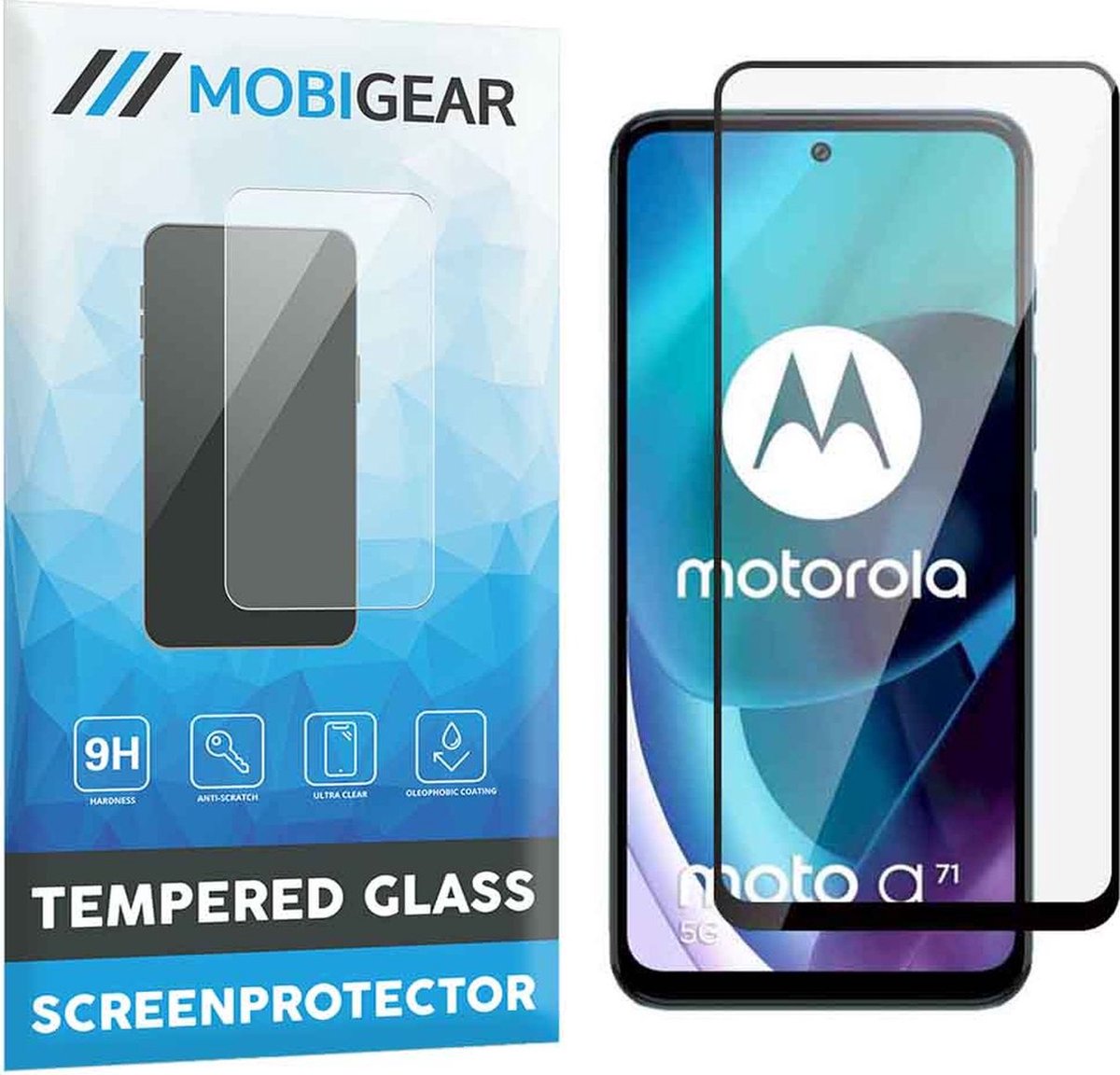 Mobigear Screenprotector geschikt voor Motorola Moto G71 5G Glazen | Mobigear Premium Screenprotector - Case Friendly - Zwart