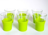Bormioli Rocco koffie- en theeglazen met groene siliconen grip - 100 ml - Set van 6