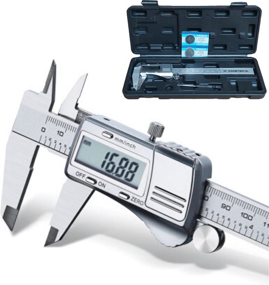 MAKA Digitale Schuifmaat - 150mm - RVS - Extra batterijen - Opbergcase
