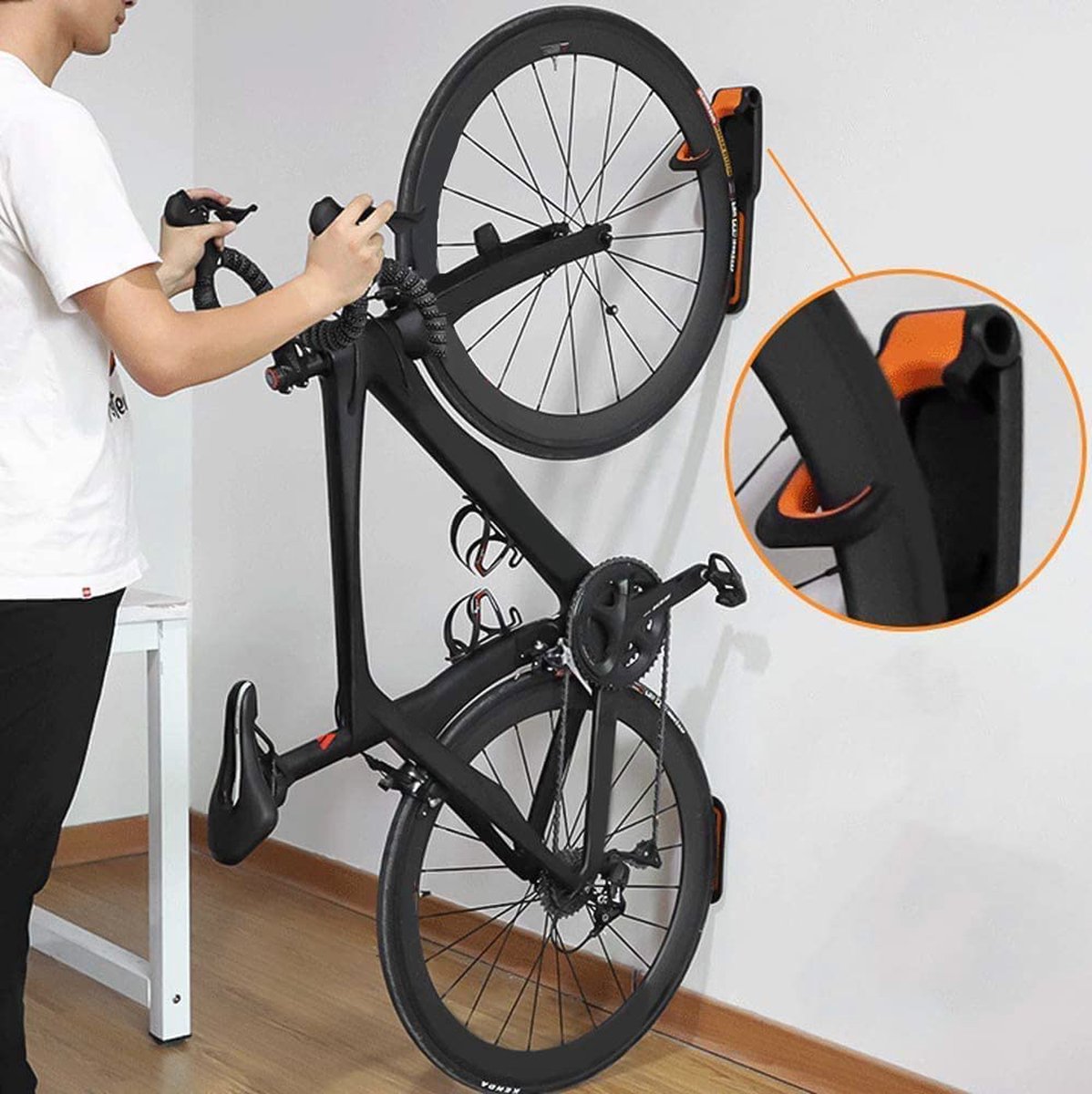 Support mural Premium Consumerce® pour vélo avec anti-dérapant Wit, Système de
