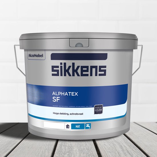 Sikkens Alphatex SF Wit - 5 liter op kleur- Muurverf - Dekkend - Binnen - Mat -