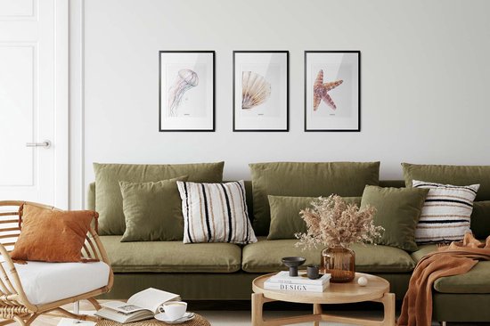 Fabrikten Poster - Plage - Étoile de Mer - Crème/ Oranje/Rouge - A4