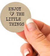Stickers kraft enjoy the little things Ø 40mm 48 stuks- etiketten sluitzegel cadeauzagel cadeau