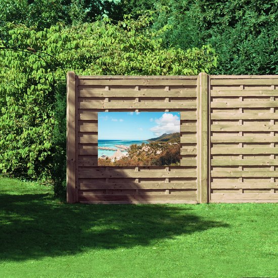 WallClassics - Poster de jardin - Cabanes dans l' Water sur une île tropicale - 120x80 cm Photo sur Poster de jardin (décoration murale pour l'extérieur et l'intérieur)
