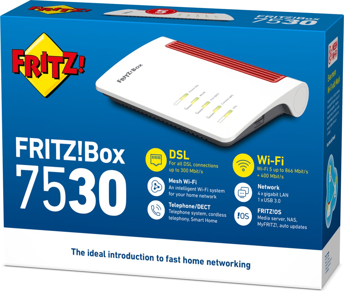 AVM FRITZ!Box 7530 - Router - Mesh - WiFi Versterker - Dual-Band - AC WiFi 5 - 400 + 866 Mbps – foto 5