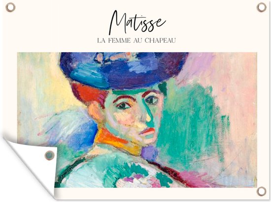 Tuinschilderij La femme au chapeau - Henri Matisse - Schilderij - 80x60 cm - Tuinposter - Tuindoek - Buitenposter