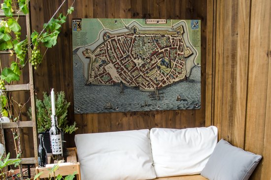 Affiche de jardin Plan de la ville - Harderwijk - Histoire - 120x90 cm - Carte