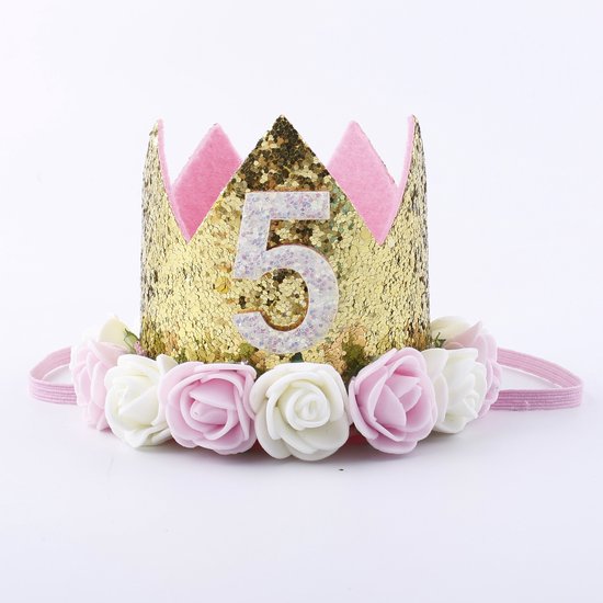 Couronne anniversaire 5 ans - Chapeau anniversaire 5ème Anniversaire -  Thema: Roses 