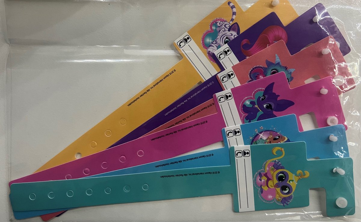 Naambandjes Shimmer & Shine - Armband - Multicolor - 6 stuks - Bracelet - kindveiligheid - child safety / SOS Bandjes / Identity Bracelet