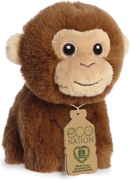 Aurora mini aap Eco Nation knuffel - knuffel aap 13 cm bruin/beige ...