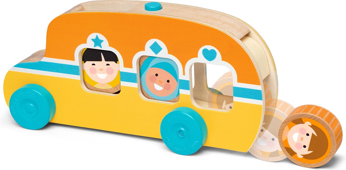 Melissa & Doug GO Tots Houten bus Rollen & Rijden - Houten ontwikkelings peuterspeelgoed