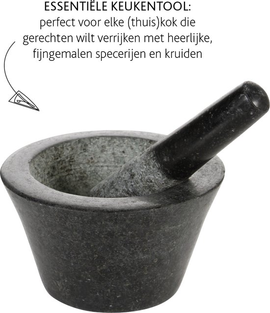 Boska Vijzel Herbs - Graniet - Met stamper - Zwart - Ø 17,5 cm - Boska