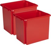 Sunware Opslagbox - 2 stuks - kunststof 45 liter rood 45 x 36 x 36 cm