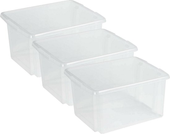 6 x Sunware Nesta Suspension archiefbox 50 liter verhoogd deksel 2 strepen - 47,5 x 37 x 40,5 cm - transparant/metallic