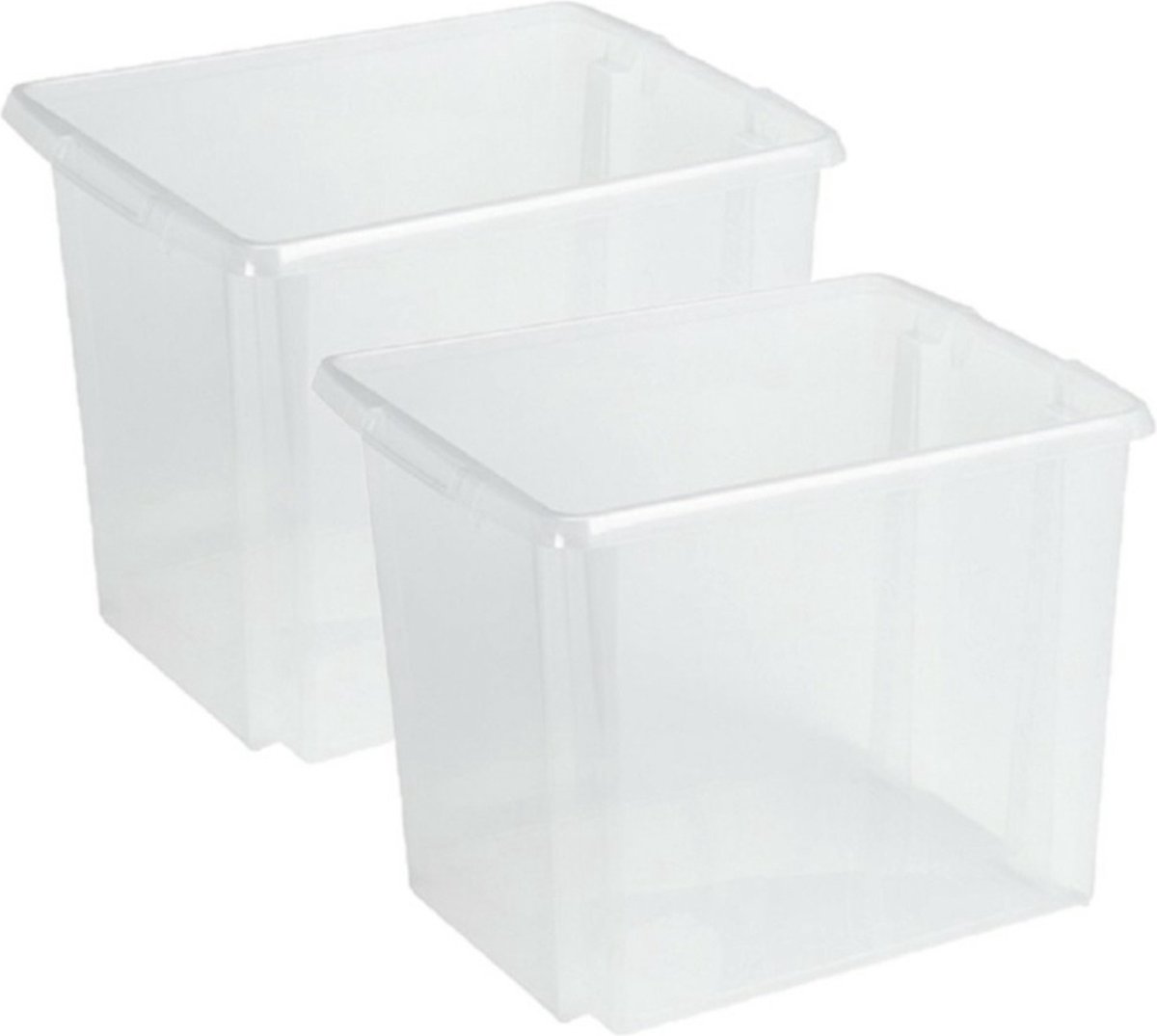 Sunware Opslagbox Nesta - 2x - kunststof - 45L - transparant - 45 x 36 x 36 cm - stapelbaar