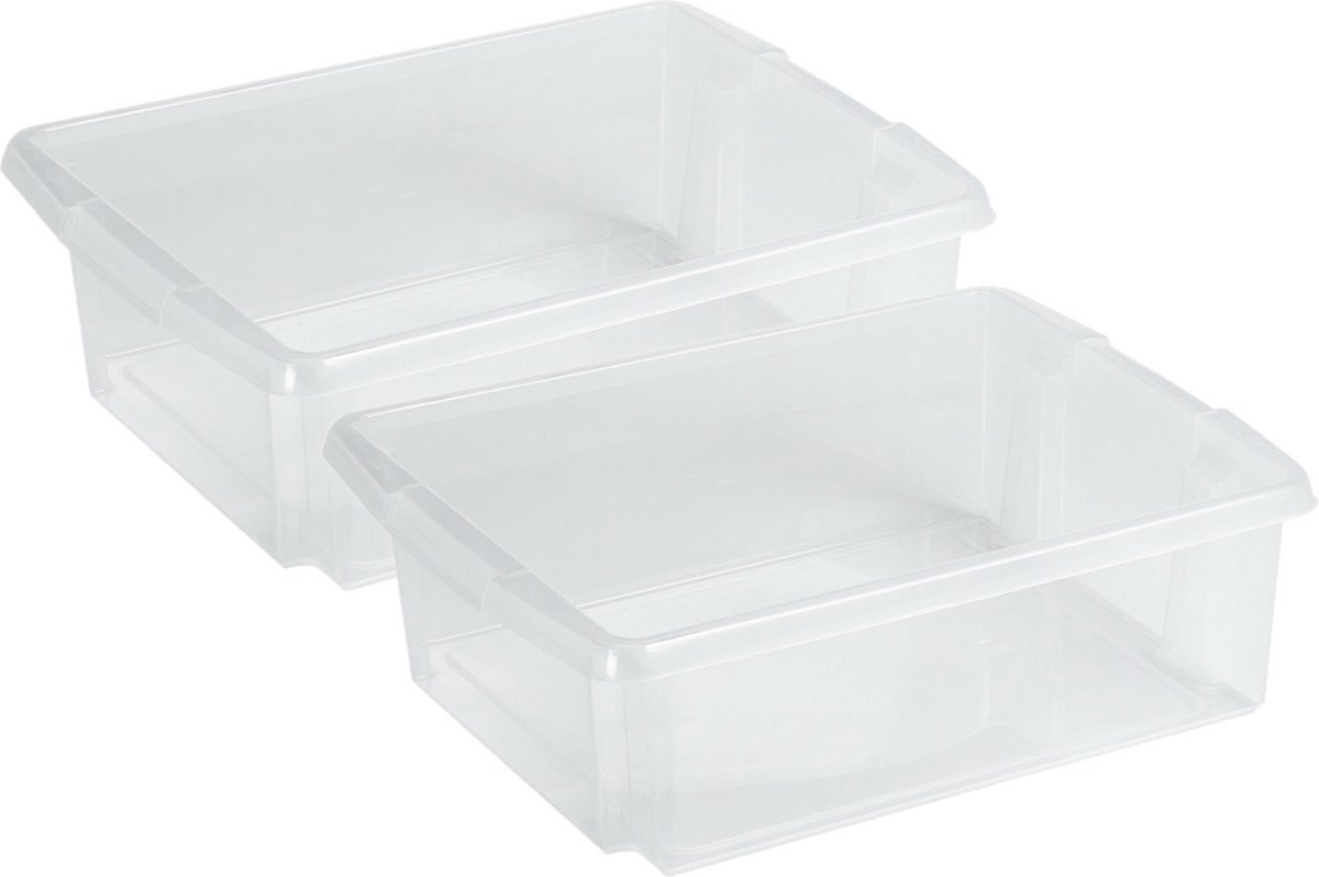 Sunware Opslagbox Nesta - 4x - kunststof - 17L - transparant - 45 x 36 x 14 cm - stapelbaar