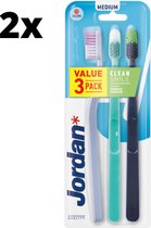 Jordan Tandenborstel Clean Smile Medium - 2 x 3 stuks - Voordeelverpakking