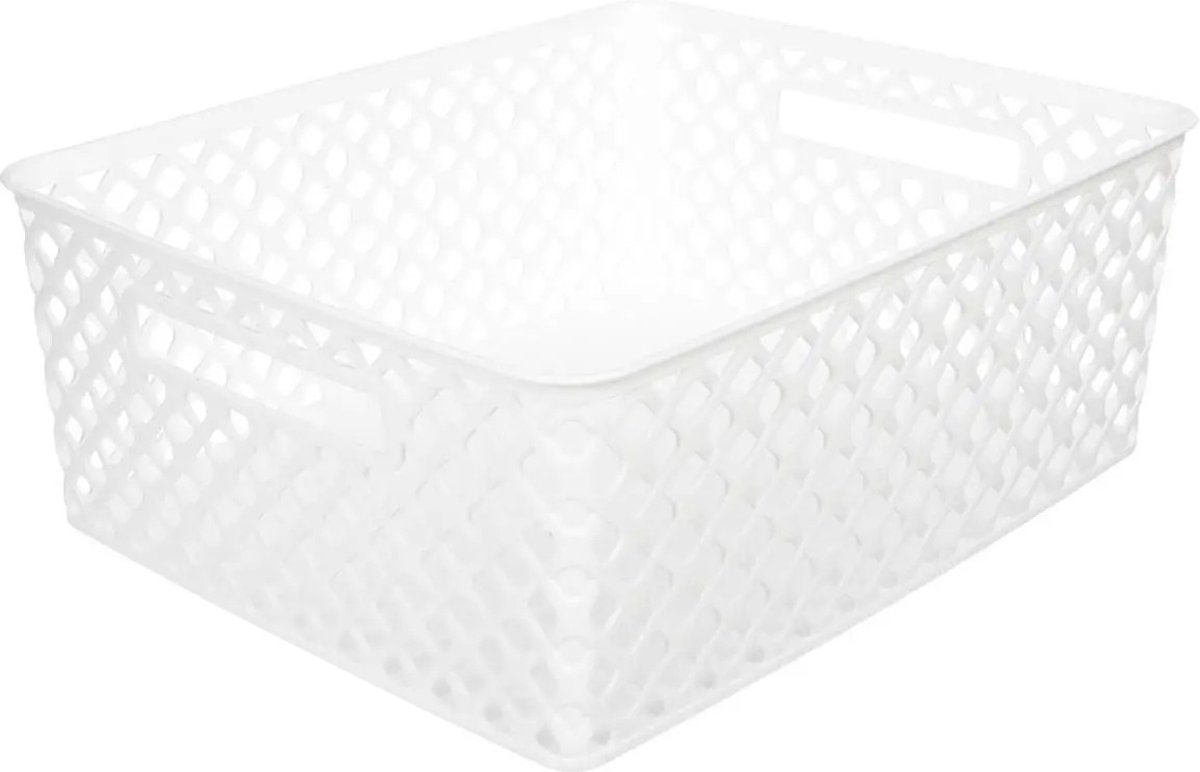 5Five Opbergmand/box van kunststof - wit - 29 x 35 x 13 cm - 11 liter