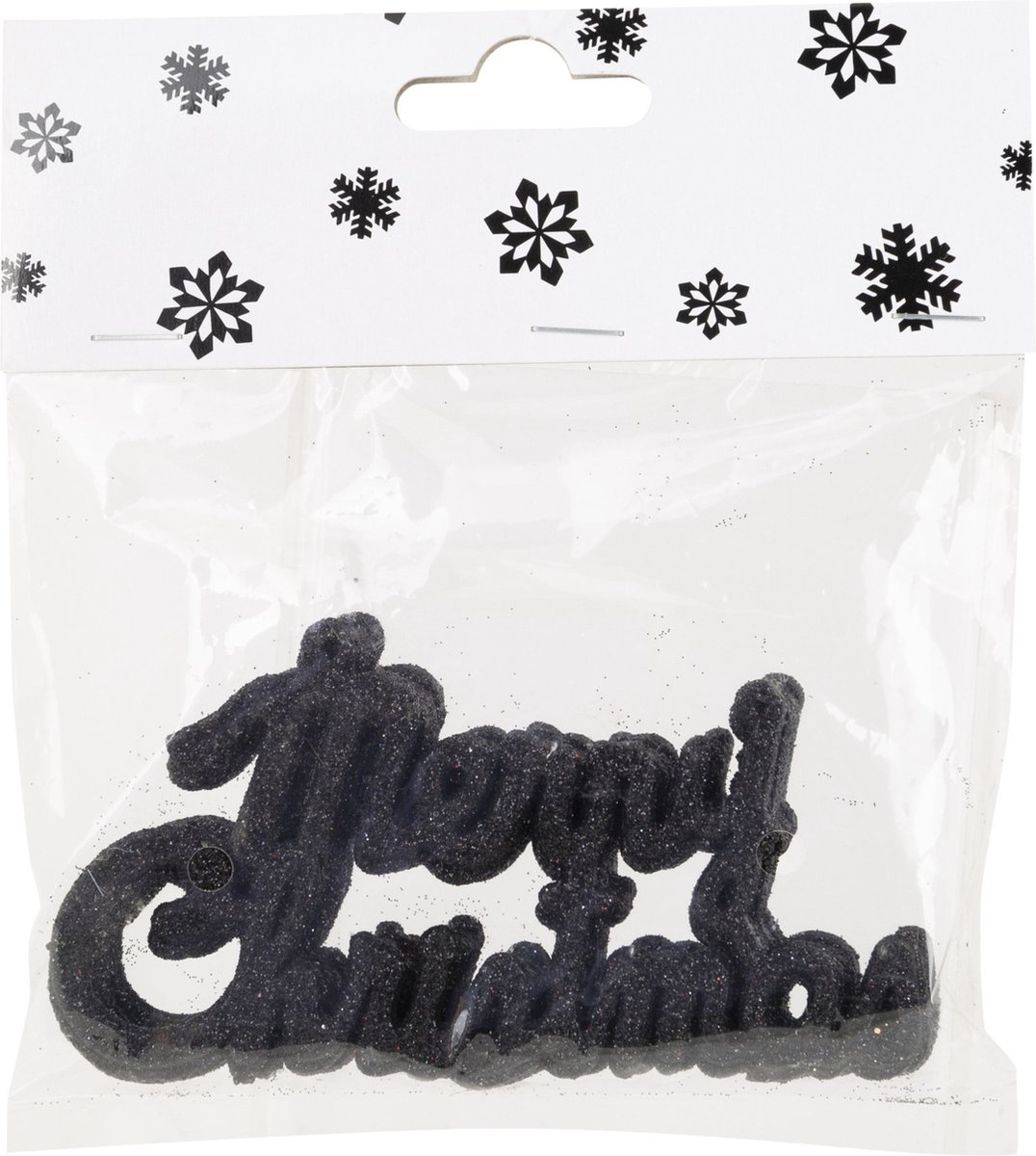 Cosy at Home Kersthangers Merry Christmas - 6x st - zwart - 10 cm - kunststof - kerstversiering - Kerstornamenten
