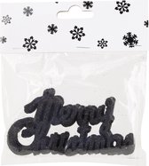 6x pièces Merry Christmas Pendentifs de Noël noirs en plastique 10 cm Décorations de Noël