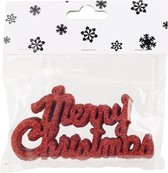 6x pièces Merry Christmas Pendentifs de Noël rouges en plastique 10 cm Décorations de Noël