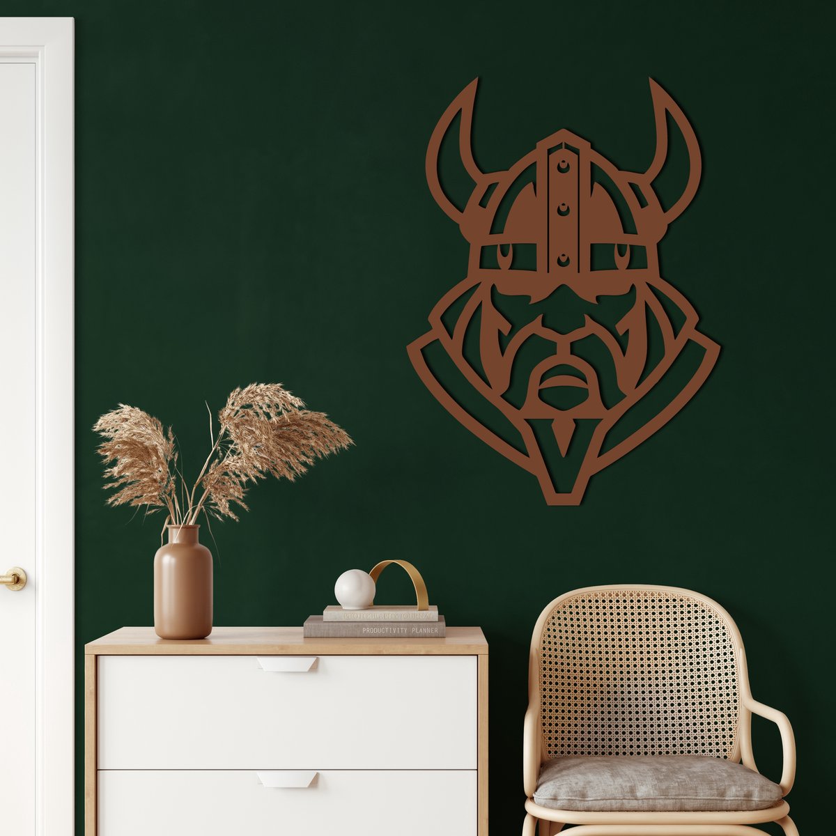Wanddecoratie |Viking Krijger / Viking Warrior| Metal - Wall Art | Muurdecoratie | Woonkamer | Buiten Decor |Bronze| 44x60cm