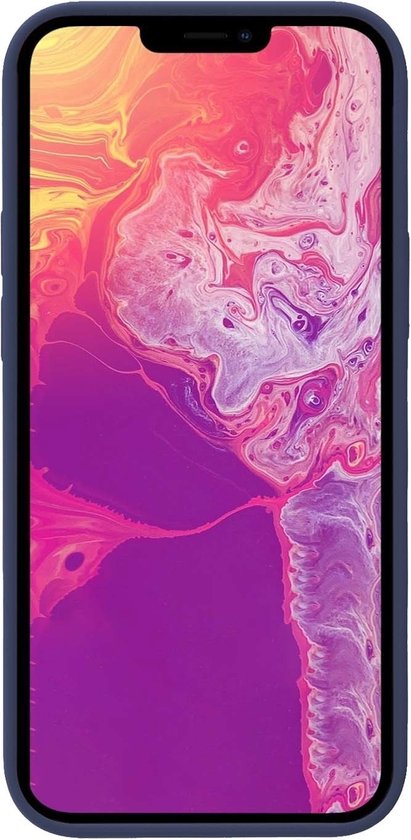 Coque pour iPhone 14 Coque en Siliconen avec 2x protecteurs d'écran - Coque pour iPhone 14 Coque avec 2x protecteurs d'écran Verre de protection encoche fermée - Blauw foncé