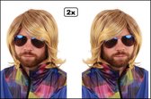 2x Luxe Pruik Anton aus Tirol blond - Oktoberfest apres ski oostenrijk tirol zwitserland ski leraar bier feest biertje