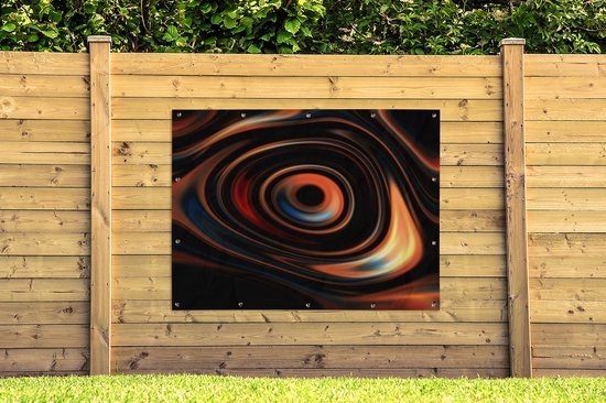 Gouttes d'huile Oranje en forme circulaire affiche de jardin toile en vrac 160x120 cm - Toile de jardin / Toile d'extérieur / Peintures d'extérieur (décoration de jardin) XXL / Groot format!