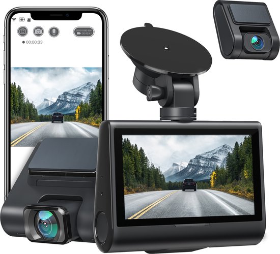 iZEEKER GD850 4K Dual Dash Cam met WiFi GPS, 4K & 1080P Dash Cam voor en achter, 3'' IPS Touchscreen Autocamera met Sony Sensor Super Night Vision, Ongevallenregistratie, Ondersteuning 256GB Max