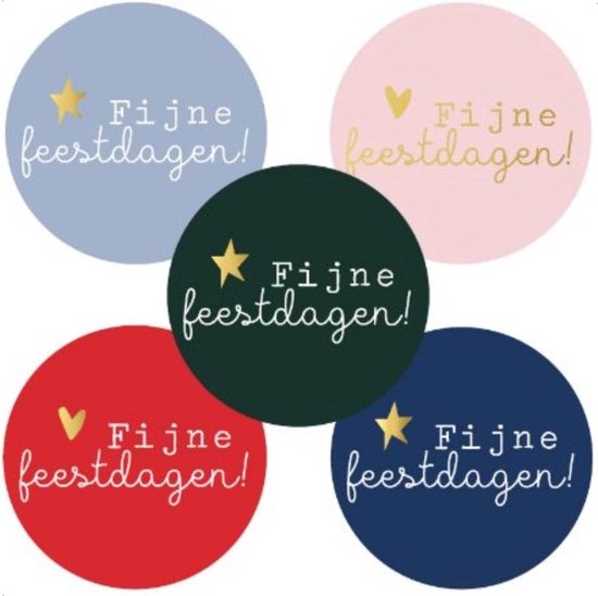 Foto: Kerst feestdagen sluitsticker fijne feestdagen sluitzegel kadosticker 5 assorti 50 x groen blauw rose rood hart ster goud verrassen bedank kaart bedankje envelop sticker cadeau gift cadeauzakje leuk verpakt 