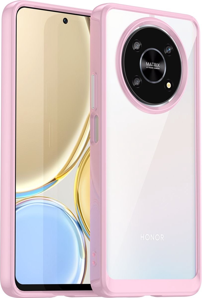 Mobigear Hoesje geschikt voor HONOR Magic 4 Lite Telefoonhoesje Hardcase | Mobigear Crystal Backcover | Magic 4 Lite Case | Back Cover - Transparant / Roze