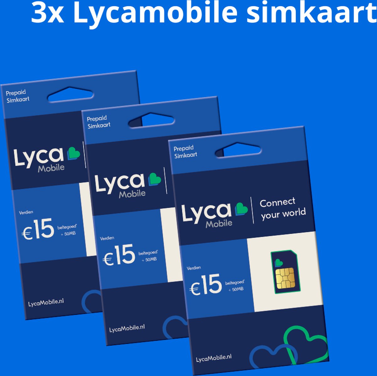 Lycamobile Prepaid Simkaart | Na Opwaarderen 10 euro Beltegoed - 3 stuks  Zonder... | bol.com